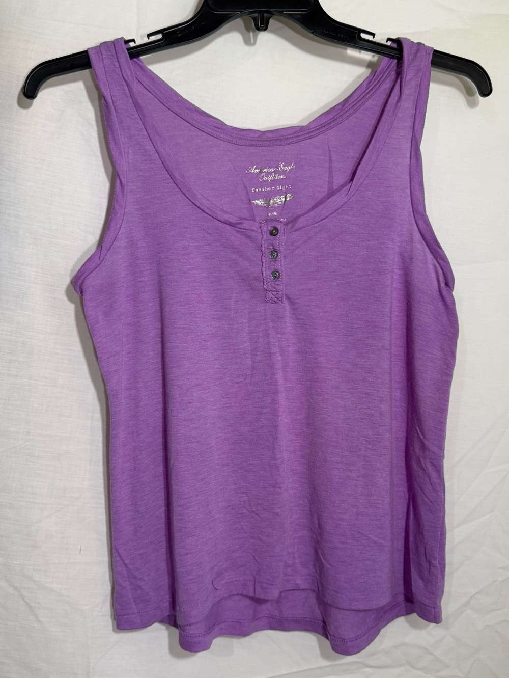 Y2K American Eagle Outfitters Feather Light Lavender Purple Henley Tank Top Med
